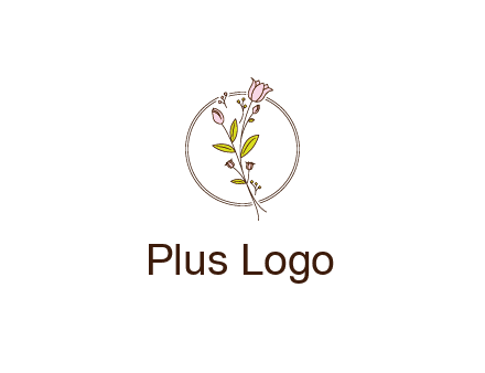 simple spa logo with flowers and buds growing on a stem