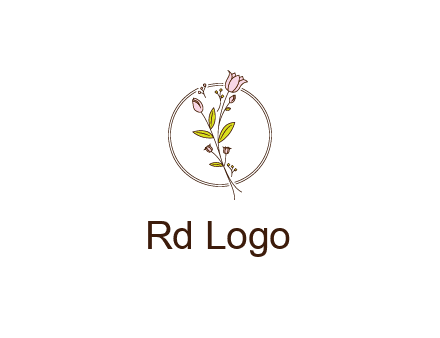 simple spa logo with flowers and buds growing on a stem