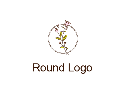 simple spa logo with flowers and buds growing on a stem