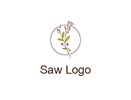 simple spa logo with flowers and buds growing on a stem