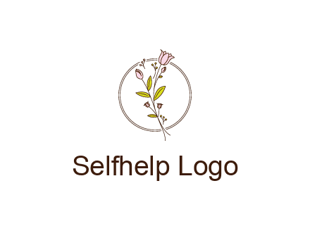 simple spa logo with flowers and buds growing on a stem