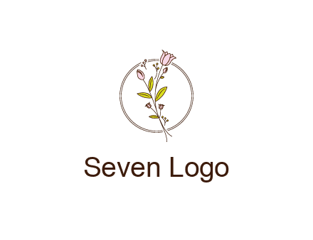 simple spa logo with flowers and buds growing on a stem