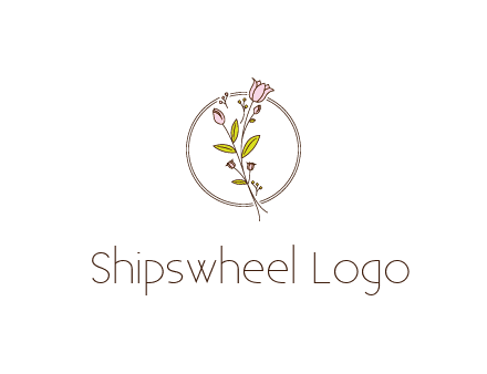 simple spa logo with flowers and buds growing on a stem