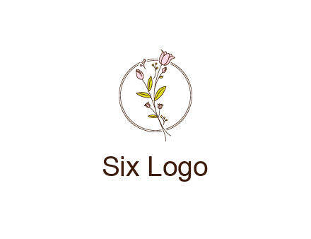 simple spa logo with flowers and buds growing on a stem