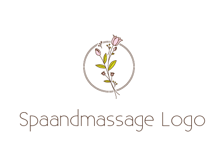 simple spa logo with flowers and buds growing on a stem