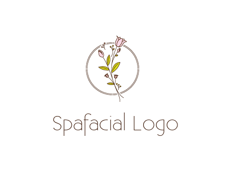 simple spa logo with flowers and buds growing on a stem
