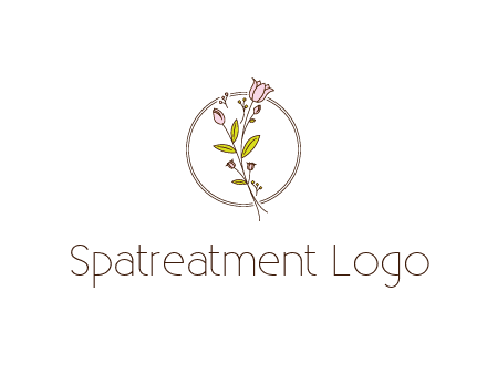 simple spa logo with flowers and buds growing on a stem