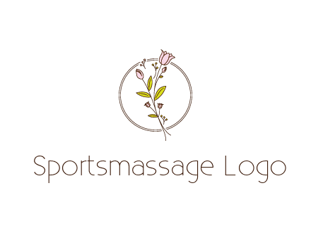 simple spa logo with flowers and buds growing on a stem