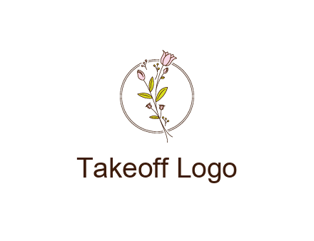simple spa logo with flowers and buds growing on a stem