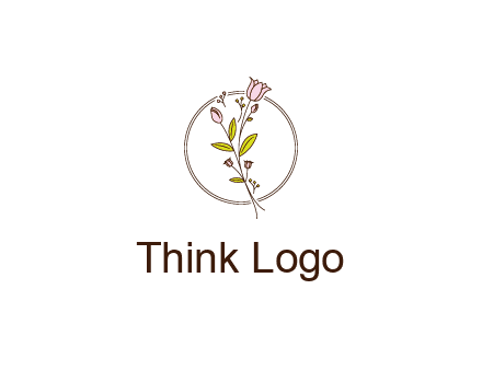 simple spa logo with flowers and buds growing on a stem