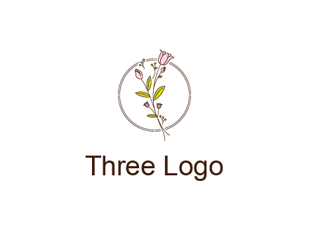 simple spa logo with flowers and buds growing on a stem