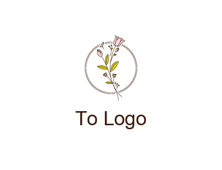 simple spa logo with flowers and buds growing on a stem