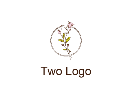 simple spa logo with flowers and buds growing on a stem