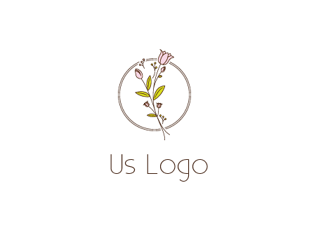 simple spa logo with flowers and buds growing on a stem
