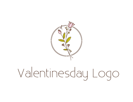 simple spa logo with flowers and buds growing on a stem
