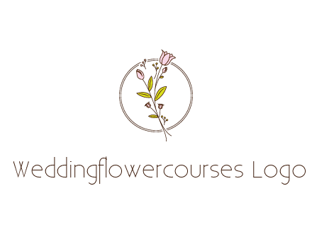 simple spa logo with flowers and buds growing on a stem