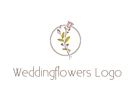 simple spa logo with flowers and buds growing on a stem