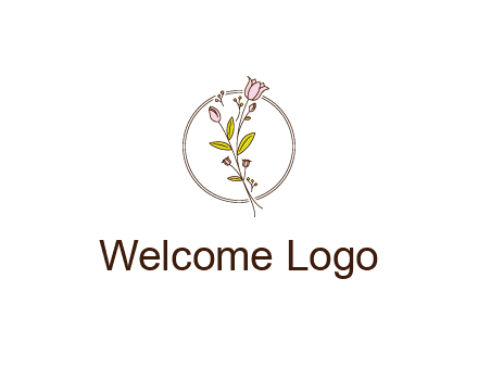 simple spa logo with flowers and buds growing on a stem