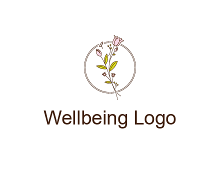 simple spa logo with flowers and buds growing on a stem