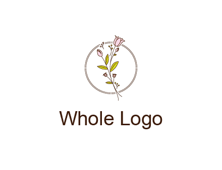 simple spa logo with flowers and buds growing on a stem