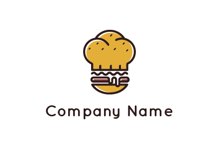 burger with a chef's hat upper bun food logo