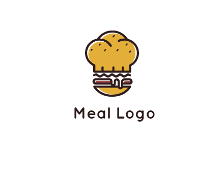 burger with a chef's hat upper bun food logo