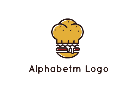 burger with a chef's hat upper bun food logo