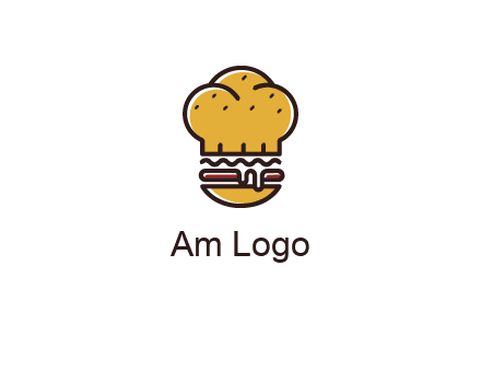 burger with a chef's hat upper bun food logo
