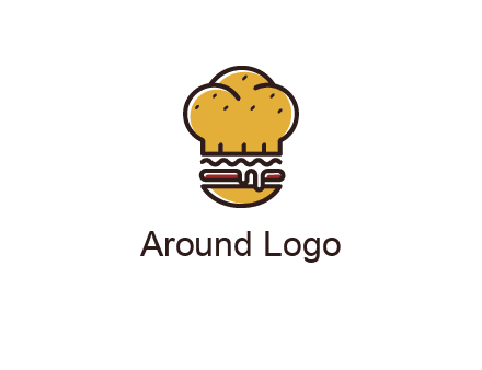 burger with a chef's hat upper bun food logo