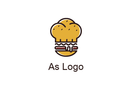 burger with a chef's hat upper bun food logo