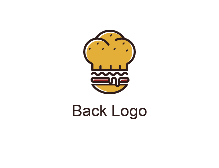 burger with a chef's hat upper bun food logo