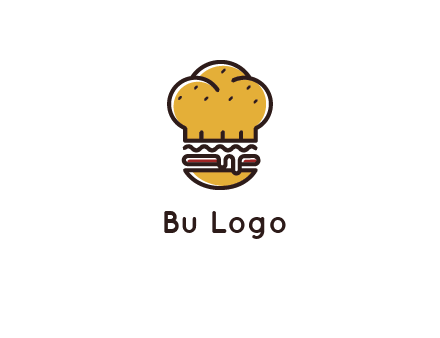 burger with a chef's hat upper bun food logo