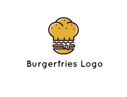 burger with a chef's hat upper bun food logo