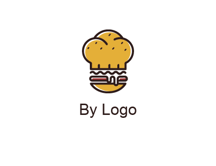 burger with a chef's hat upper bun food logo