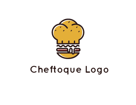 burger with a chef's hat upper bun food logo