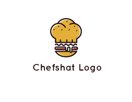 burger with a chef's hat upper bun food logo