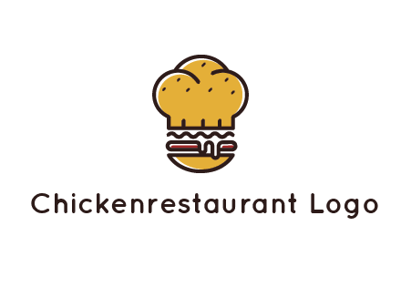 burger with a chef's hat upper bun food logo