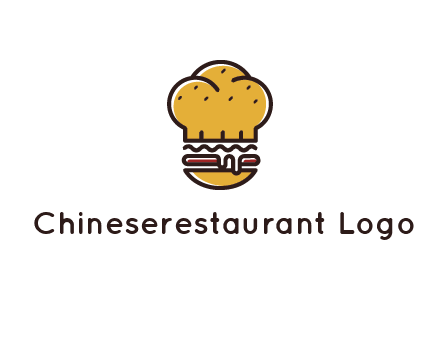 burger with a chef's hat upper bun food logo