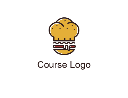 burger with a chef's hat upper bun food logo