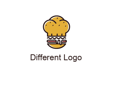 burger with a chef's hat upper bun food logo
