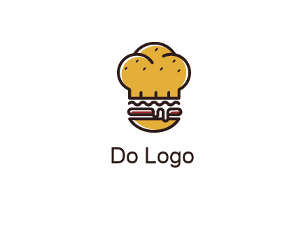 burger with a chef's hat upper bun food logo
