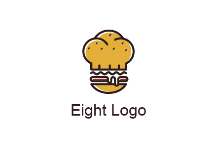 burger with a chef's hat upper bun food logo