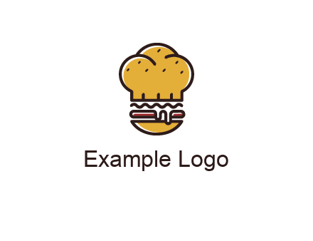 burger with a chef's hat upper bun food logo