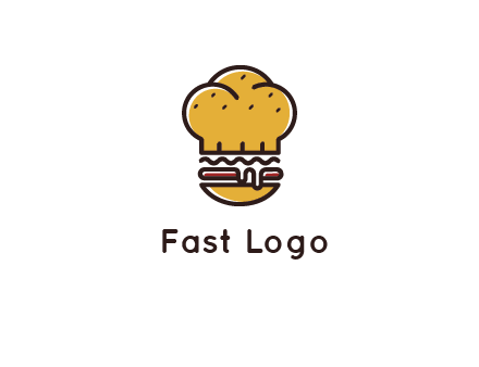 burger with a chef's hat upper bun food logo