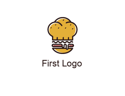 burger with a chef's hat upper bun food logo