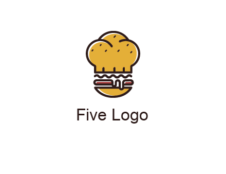 burger with a chef's hat upper bun food logo