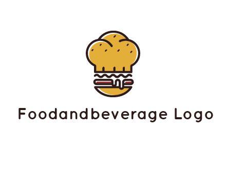 burger with a chef's hat upper bun food logo
