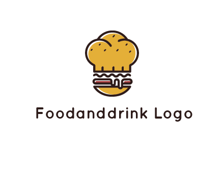 burger with a chef's hat upper bun food logo