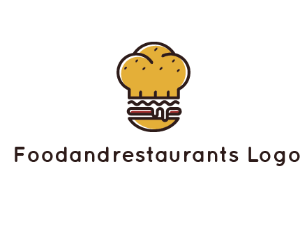 burger with a chef's hat upper bun food logo