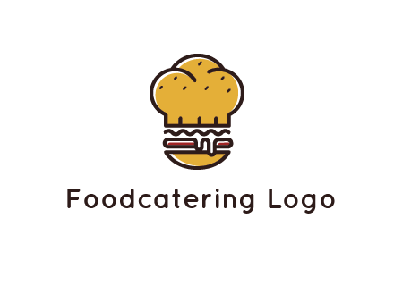 burger with a chef's hat upper bun food logo